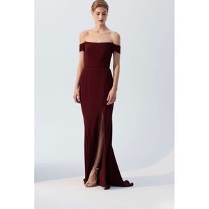 AMSALE bridesmaid off the shoulder dress